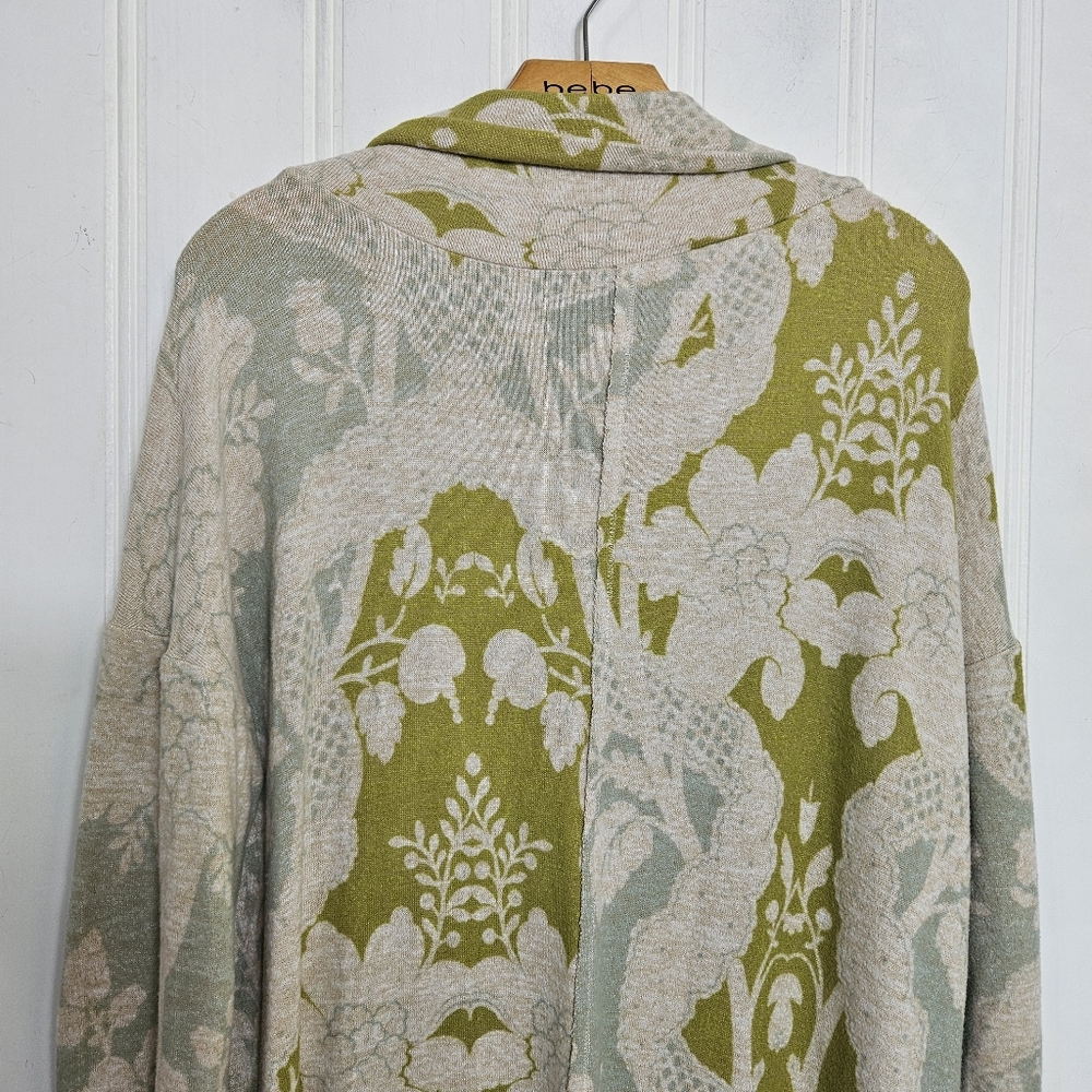 Anthro Saturday Sunday Green Floral Draped Neck Petite Dress SP Boho - Picture 11 of 15